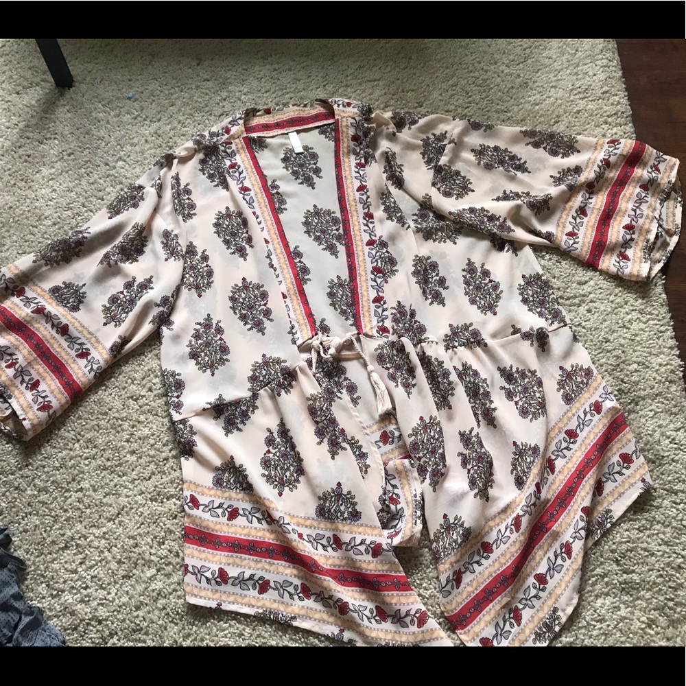 boho tie front kimono